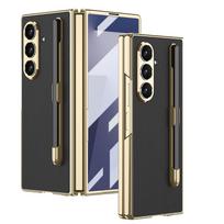 For Samsung for Galaxy ZFold7 Protective Business Case Colorful Electroplated PU Leather S Pen Slot Shockproof Mobile Phone Forsamsung zfold7&PVC box juoda