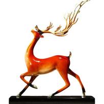Aris & Juno Chinese Feng Shui Deer Decoration Set - Fu GUI You Lu Figurine with Copper Deer and Black Crystal Base for Home Office Decor, Business