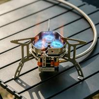 STARCAMP 6800W Outdoor Solo Backpack Hiking Propane/Butane Windproof Steel Portable Gas Stove with Spray Application oranžinė