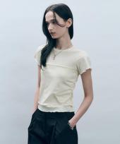 Mongdol Supima Cotton Tube Top Layered Short Sleeve T-Shirt Cream Mdts077Cream Cream/F