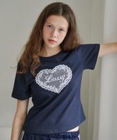 Rosiro Lossy Lace Heart Tee Navy Navy/Free