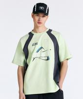 Golla Color Block Graphic T-Shirts [Lime] Lime/S