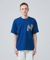 A Cock Low-Cut Fabric Patch Half T-Shirt [Blue] Blue/L