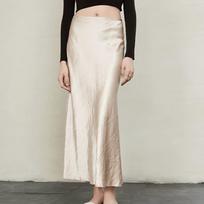 Elegant Satin Fishtail Midi Skirt L abrikosas