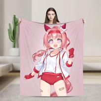 Umamusume Pretty Derby Haru Urara Warm Soft Blanket Airplane Travel Plush Throw Blanket Bedroom Flannel Bedspread Sofa Bed Cover Size: 75*100cm, Weight: 230 GSM