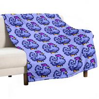 Blue Chicken Stardew Valley Throw Blanket Blanket For Decorative Sofa Nap Blanket Flannels Blanket Size: 75*100cm, Weight: 230 GSM