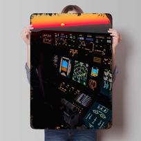 Airplane Cockpit Instrument Sunset Metal Wall Art Aviation Decor Pilot Gift Living Room Study Hanging Ornament 20X30CM
