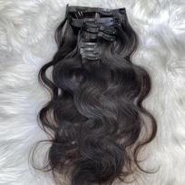 100% Raw Virgin Burmese Human Hair Extensions Natural Black Body Wave PU Clip In Factory Direct (Black,14 in(35.56cm)) juoda