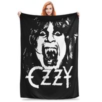 Ozzy Osbourne Angel Wings Blanket Black Sabbath Picnic Flannel Bedding Throws For Living Room Super Warm Bedspread Birthday Gift Size: 75*100cm, Weight: 230 GSM