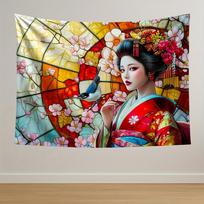 Luxury red kimono geisha background tapestry, modern home decor for living room bedroom wall covering art 100X70CM