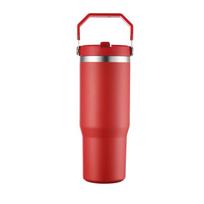 Bestseller Food Grade Stainless Steel Thermos Cup Spill Proof Design Portable Kettle for Hiking Camping Sports 720ML raudona