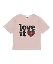 Cargo Bros For Woman Vintage Check Heart Short Sleeve T-Shirt (Pink) Free