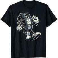 Cartoon VHS Cassette Tape Graphic Tee Retro Vintage Style Cotton T-Shirt for Men S