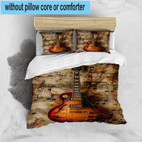 Guitar Notes Harmony 3pcs Bedding,Including 1pc Duvet Cover And 2pcs Pillowcases Perfect for Christmas,Ideal for Bedroom, Dormitory 135cm*200cm