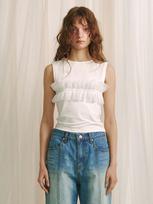 Minderly Ruffle Lace Sleeveless Top - White White/One Size
