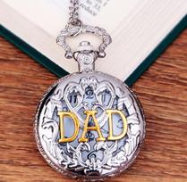 Elegant DAD Series Pocket Watch Men Necklace Chain Fob Watches Retro Quartz Watch