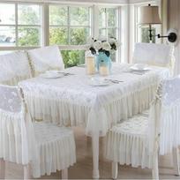 1PCS White Lace Table Cloths  big hem Embroidery Cover Towel Chair Cover Wedding Dinning Chair Cushion Table Decorating 110x160cm 1pcs