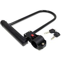 MMG Motorcycle Scooter Anti-Theft Security Lock U Shaped, Comes with Two Keys and Carry Bracket black