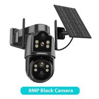 4K 8MP Wireless Solar Camera Outdoor WiFi PTZ Camera Built-in Battery PIR Detection Video Surveillance Long Time Standby 8MP Black Camera