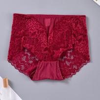 Seksualios tinklinės kelnaitės moteriškos permatomos apatinės kelnaitės vidutinio juosmens apatinis apatinis trikotažas, ploni nėriniuoti vidinės kelnaitės Patogios apatinės kelnaitės. S raudona