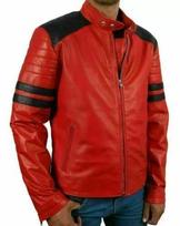 Handmade New Genuine Lambskin Leather Red Stylish Men's Jacket Motorcycle Biker XS raudona