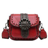 Vintažinis gėlių raštas Crossbody krepšys, moteriškas medžio žievės raštas piniginė Etninio stiliaus pečių krepšys raudona
