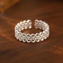 Banyan Tree Korean Lace Love Adjustable Silver Ring - Women's Light Luxury Style RS2907, Adjustable opening