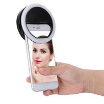 Asmenukių LED žiedinė blykstė Nešiojama telefono asmenukių lempa Šviesos klipo lempa iPhone telefonui(Juoda)