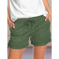 Summer Women's Solid Colour Straight Casual Pants Lace Up Shorts 2XL