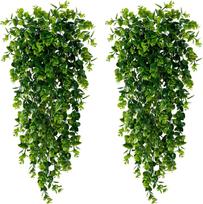 1/2 VNT Dirbtiniai Kabantys Augalai Dirbtinio Eukalipto Lapo Žalumos Vijoklis Lauko UV Atsparūs Plastikiniai Augalai Namų Vestuvių Dekoravimui 2PCS black