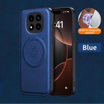 PU Leather Wireless Charging Magnetic Case for Xiaomi Redmi Note 14 Pro 5G 14 Pro+ Plus Protective Cover Hard Back Shell Coque Redmi Note 14 Pro 5G (Global) mėlyna