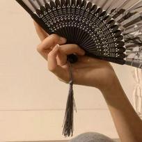 Retro Lace Chinese Fan for Dance and Hanfu Pose