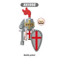 Medieval Military Figures Building Blocks Spartan Warrior Crusader Parts Pastor Knights Weapon Roman Sword Accessories Kids Toys gray