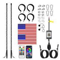 2PCS 90cm Antenas LED For RZR RGB Neon Strip Phone Control Strips LED Lights 3ft Flag Spiral LED Whip LED Lights for UTV ATV