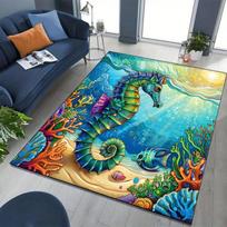 Colorful Turtle Area Rug Ocean Themed Room Rugs, Soft Washable Non Slip Ocean Area Rug Ocean Room Coral Rug for Kids Room Mat 40x60CM