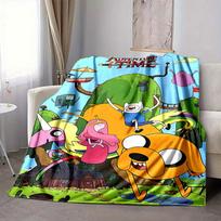 1pc Adventure Time Flannel Throw Blanket - Lightweight Soft Warm All-Season Blanket for Sofa, Bed, Travel, Camping  L1029181 80x120cm