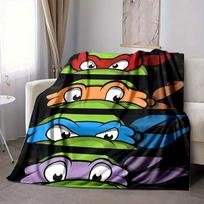 1pc Turtles TMNT Flannel Throw Blanket HD Printed Lightweight Soft Warm All Season Blanket for Sofa, Bed, Travel, Camping Machine Washable 80x120cm