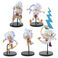 5Pcs/set One Piece Figure Toys Gear 5 Nika Luffy Sun God Q Version PVC Figurine Cartoon Luffy Anime Collection Model Dolls Gifts