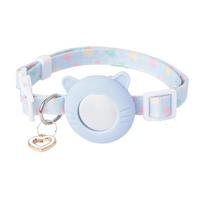 Adjustable Cat Tracker Collar for AirTag Holder Pet Cat Tracking Collar Silicone Protective Case M mėlyna
