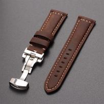 Originalus veršio odos laikrodžio dirželis 20mm 22mm 24mm Drugelio sagtimi Apyrankė Omega verslo laikrodžiui Dirželis Seiko rudos spalvos 20mm&Silver Buckle tamsiai ruda spalva