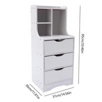 Nightstand with 3 Drawers, White Wood End Table with Storage Shelf, Bedside Cabinet Furniture for Bedroom balta
