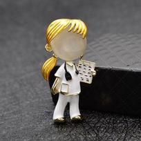 Opal Enamel Doctor and Nurse Brooches Medical Brooch Pin Nurse Jewelry Fashion Jewelry Gift for NHS beige