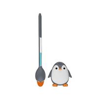 Penguin Shape Silicone Toilet Scrubber Wall Mounted Toilet Cleaner with Holder  Bathtubs pilka spalva