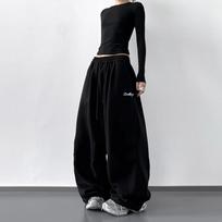 2025 Autumn Women's Hip Hop High-Waisted Cargo Sweatpants XL juoda