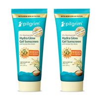 Pilgrim 5% Niacinamide Hydra Glow Gel Sunscreen InVivo Tested SPF 50+ PA++++ (Pack of 2) with Korean Rice Water | New Gen UV Filters | Lightweigh beige