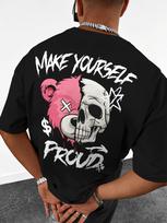 Kaukolės Lokio Vyriški Medvilniniai Marškinėliai Grunge Gotikinis Gatvės Stilius Hip Hop Laisvalaikio Stilius - Vyriški Vasariniai Medvilniniai Marškinėliai Su Grafika 5XL įvairiaspalvis