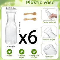 Plastic Bud Vases Bulk Small Plastic Vases, Clear Container for Flowers Height Shatterproof Bud Vase, Mini Vintage Floral Vase