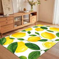 New Arrival Fresh Watercolor Lemon Leaf Area Rug Non Slip Soft Floor Carpet for Living Room Bedroom Nursery Entryway Decor 40cm x 60cm