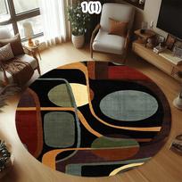 Retro geometrinis apvalus kilimas Boho vintažinis namų dekoras Svetainės miegamojo grindų dekoras Kilimėlis minkštas neslystantis apvalus kilimas 60cmx60cm gray