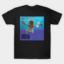 Asian Size Men Black Print T-shirt Nirvana | Nevermind No-Cut Heat Transfer Print Cotton Tshirt 3XL juoda